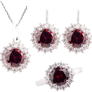 Souprava šperků granát souprava Set 219 (Set 219) Velikost: 59, povrchová úprava: rhodiované