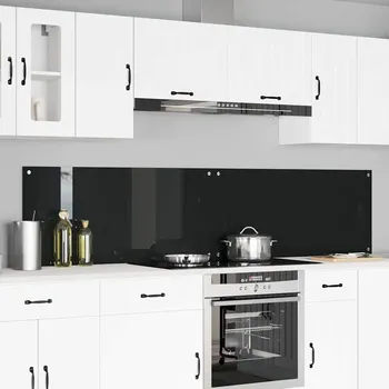 Obývací stěna vidaXL Kuchyňská zástěna 2 pcs Černá 110 x 50 cm tvrzené sklo [3415495]