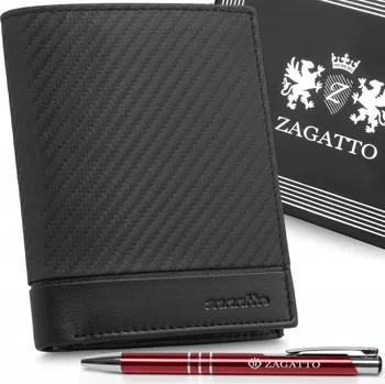 Peněženka Pánská kožená peněženka černá vertikální z pravé kůže s RFID ochranou ZAGATTO
