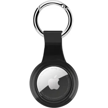 Pouzdro na mobilní telefon Lesklý metalický obal s karabinou pro AirTag - černý