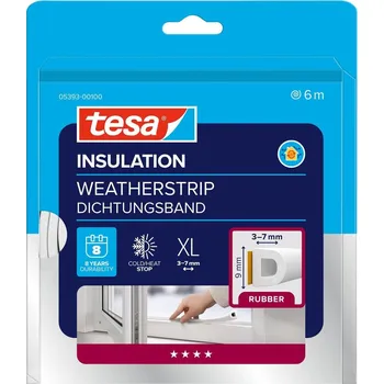 Těsnění do okna a dveří Tesa Těsnění oken a dveří, profil D, 6 m × 9 × 7 mm, bílé 05393-00100-03