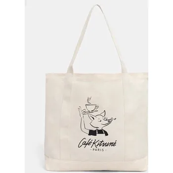 Cestovní taška Taška Café Kitsuné Barista Fox Tote, ONE SIZE, béžová, 80X