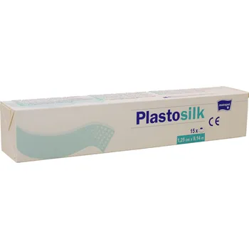 Zdravotnický materiál Matopat Plastosilk fixační náplast z umělého hedvábí bez polštářku na cívce 1,25 cm x 9,14 m nesterilní, 24 ks