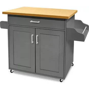 Servírovací stolek Servírovací stolek, kolečka, kov, dřevo, šedá/buk, ERIK