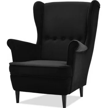 Křeslo MPT Křeslo ušák Malmo - černý velur Cenová skupina: Odstín dřeva nožičky