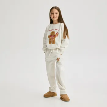 Reserved - Tepláky s vánoční výšivkou - krémová - 984FF-01M - 984FF-01M-152