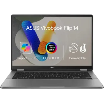 Notebook ASUS NTB Vivobook 14 Flip (TP3407SA-OLED021W), Ultra 7-256V, 14" 1920 x 1200, 16GB, 1TB SSD, Intel Arc, W11 Home, Gray