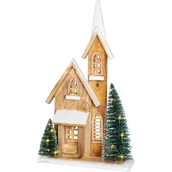 Vánoční dekorace Dekorácia Kostol, 15xLED, 24x9x42 cm, časovač