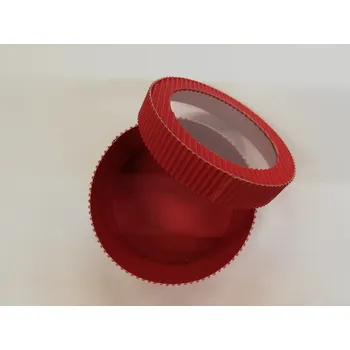 Dárková krabička Papírová dárková krabička z vlnité lepenky kulatá - červená - 10 cm