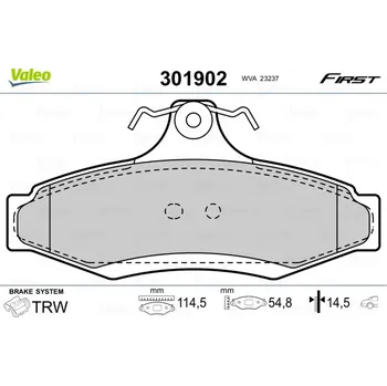 Brzdová destička Sada brzdových destiček, kotoučová brzda VALEO 301902