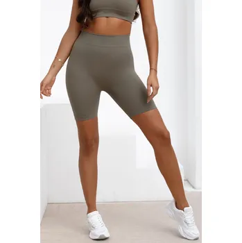 Dámské legíny Bezešvé žebrované biker shorts Ballance khaki Velikost: M/L