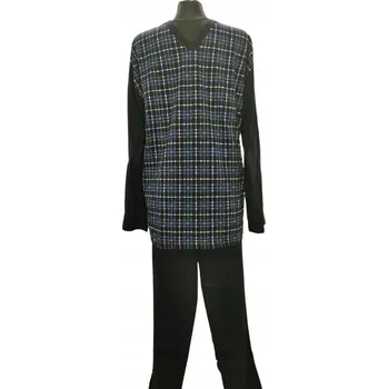 Pánské pyžamo BAVLNĚNÉ PÁNSKÉ PYŽAMO DLOUHÝ RUKÁV NÁMOŘNICKÁ MODRÁ L MAX