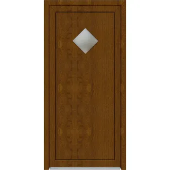 Vchodové dveře Solid Elements Vedlejší vchodové dveře Premium Brigi, 90 L, rozměr vč. zárubně: 980 × 1980 mm, plast, levé, dub zlatý, prosklené W1DRBCZTK1.0051