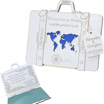 Svatební dekorace Přáníčko KUFR NA SVATBA SVATEBNÍ HOSTINA na peníze BANKOVKY dárek svatební památka