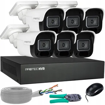 IP kamera Monitorovací sada 6 IP PoE kamer 4Mpx s mikrofonem, online náhled, bez HDD