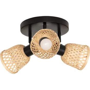 STROPNÍ SVÍTIDLO Z PLETENÉHO BAMBUSU 3 STÍNIDLA Ø 25 CM ZÁVIT E14