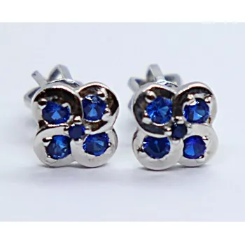 Náušnice Klenoty Budín Dámské peckové zlaté náušnice na šroubek se safíry z bílého zlata 585/1,56gr HK2363 (Klenoty Budín Dámské peckové zlaté náušnice na šroubek se safíry z bílého zlata 585/1,56gr HK2363)