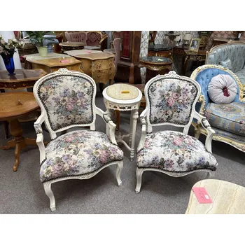 Křeslo Zámecká barokni křesílka bílé s květinami