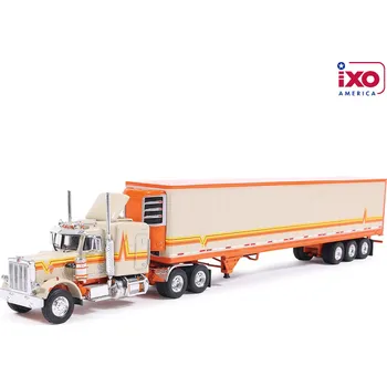 autíčko Peterbilt 359 (1973) s návěsem - Oranžová/Krémová 1:64 IXO
