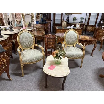 Křeslo Zámecká barokních křesílka zlato zelená