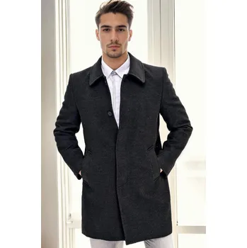 Pánská casual bunda PLT9365 DEWBERRY MEN'S COAT-ANTHRACITE dewberry černá | bílá | šedá 3455980