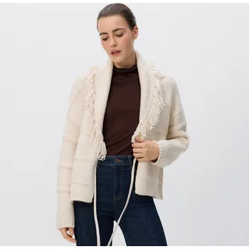 Dámský svetr Reserved - Kardigan s třásněmi - tělová - 243GV-02M - 243GV-02M-M