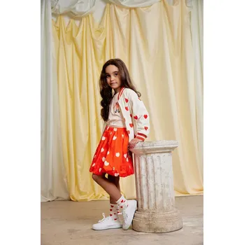 Dívčí sukně Dětská bavlněná sukně Mini Rodini Hearts 26130104 oranžová 23X, vel. 128-134