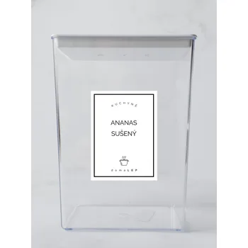 Samolepící etiketa ANANAS SUŠENÝ – bílá samolepka na dózu, základní písmo, 6 x 8 cm | DomaLEP