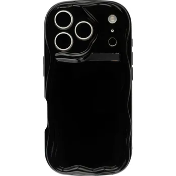 Pouzdro na mobilní telefon Silikonový vlnkovaný černý kryt pro iPhone 17 Pro Max