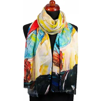 Šála Šála klasická - černo-žlutá s potiskem