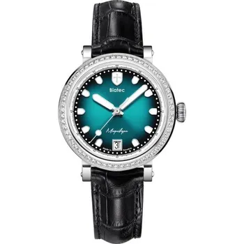 Hodinky Biatec Magnifique 01 - Černý kožený řemínek se vzorem aligátora + 5 let záruka a dárek ZDARMA