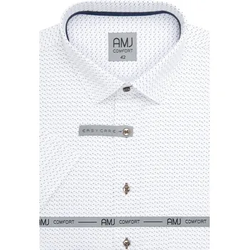 Pánská košile Košile AMJ Comfort fit s krátkým rukávem - bílá se vzorem VKBR1453 velikost: 43