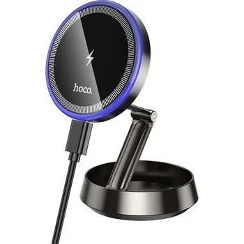Držák do auta Držák do auta s bezdrátovým nabíjením Středová konzola Hoco s MagSafe 15W Hw33 Kovově šedá