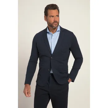 Dámské sako JP1880, Plus size Teplákové sako, žíhaná teplákovina, klopy, našité kapsy pro plnoštíhlé nadměrná velikost, 820825130-1460, modrý, XXL, Plus size oblečení, Oblečení pro vysoké muže, Nadměrné velikosti, Oblečení pro plnoštíhlé.