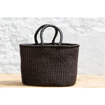 Nákupní košík Hammershus Fairtrade Oválný bolga koš premium z Ghany, různé barvy, 37-42 cm Barva koše: Černá