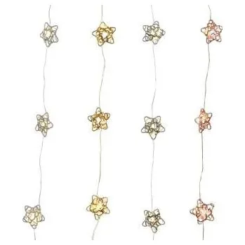 Dekorativní svítidlo Světelný řetěz hvězdy, vnitřní, 20 microLED, teplá bílá, na baterii, stříbrný kabel, délka 1.9 m