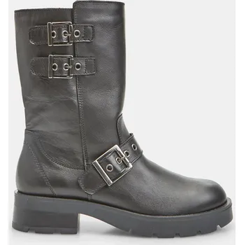 Dámská zimní obuv Baťa kotníková kožená obuv s dvojitou přezkou pro ženy černé, vel. 38