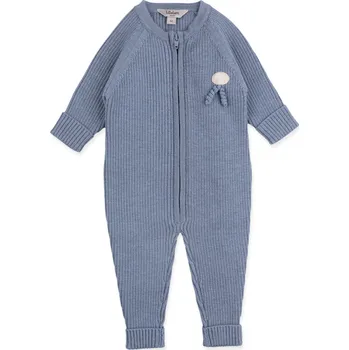 Kojenecký overall Dětský merino overal Rib "Medium Blue" Lillelam VELIKOST: 56/2 měsíce