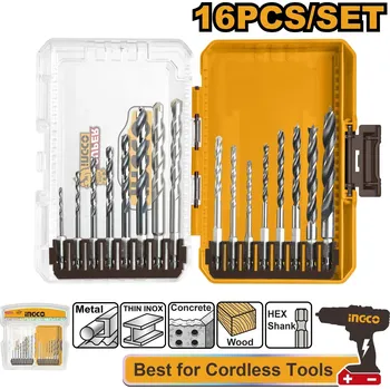 Vrták Ingco sada vrtáků 16ks univezál AKDL11606