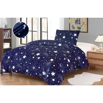 Povlečení Top textil Povlečení Mikroplyš Hvězdné nebe 140x200, 70x90 cm tmavě modré