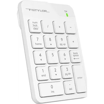 Klávesnice A4Tech bezdrátová numerická klávesnice Fstyler, USB nano, bílá FGK21C-WH
