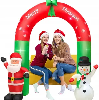 Vánoční dekorace Nafukovací vánoční LED brána SANTA CLAUS A SNĚHULÁK