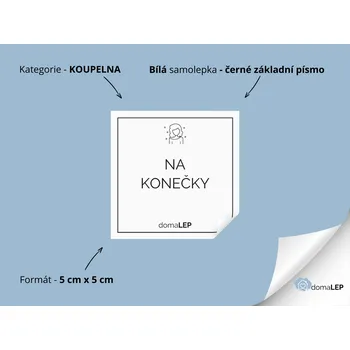 NA KONEČKY - Samolepky, Nálepky a Štítky na lahvičky | DomaLEP tvar: ČTVEREC, barva: BÍLÁ - ČERNÉ písmo, velikost: š. 5 cm x v. 5 cm - základní písmo