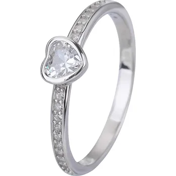 Prsten Bealio BEALIO Stříbrný prsten SRDÍČKO bílá Velikost prstenu: 46 03-08298-0877