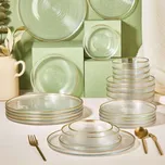 Jídelní sada 24 ks čirá/zlatá/sklo