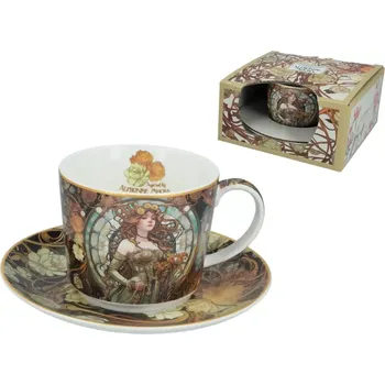 Šálek s podšálkem Alfons Mucha 230 ml, CARMANI, 5390060 (Porcelánový šálek s podšálkem z kolekce Alfons Mucha)