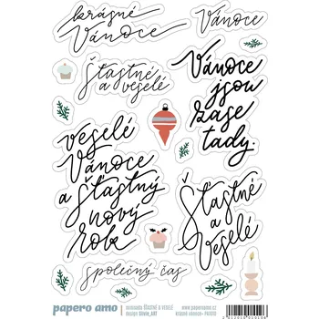 Papero amo Samolepkový arch 10 x 15 cm, šťastné a veselé/krásné Vánoce