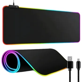 Podložka pod myš 1Mcz herní podložka pod myš a klávesnici s LED podsvícením XXL 90x40cm černá (black)
