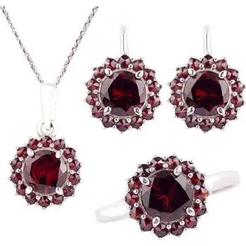 Souprava šperků granát souprava Set 204 (Set 204) Velikost: 58, povrchová úprava: zlacené