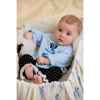 Dětské bavlněné tričko s dlouhým rukávem Mini Rodini Doggie 26120110 modrá 50X, vel. 116-122